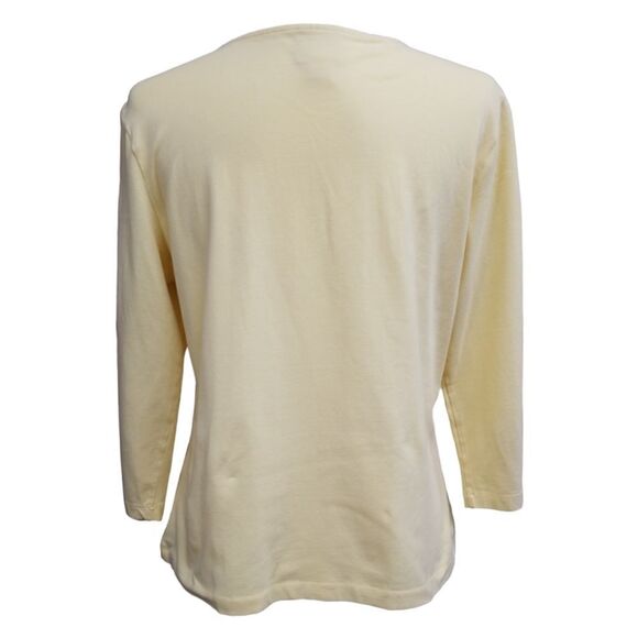 Ruby Rd Scoop Neck Embellished Short Sleeve Yellow Tee Size Medium - Picture 4 of 7